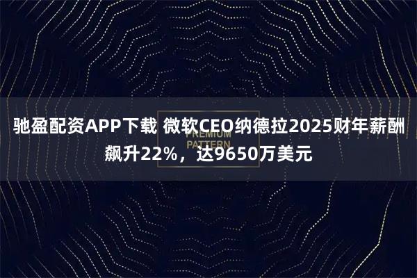 驰盈配资APP下载 微软CEO纳德拉2025财年薪酬飙升22%，达9650万美元